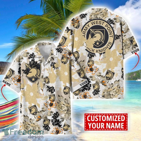 Army Black Knights Aloha 3D Hawaiian Shirt Flower Sport Team Beach Shirt Custom Name