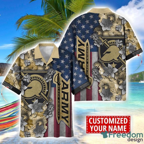 Army Black Knights Custom name USA Flag 4th July Independence Day Hawaiian Shirt