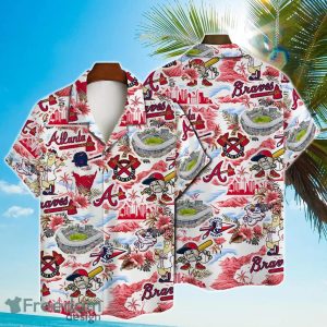 Atlanta Braves Baseball Pattern On White Background Print Hawaiian Shirt