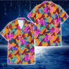 Atlanta Braves Purple Hibiscus Neon Leaf Orange Background 3D Hawaiian Shirt Gift For Fans