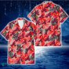 Atlanta Braves Red Hibiscus Gray Leaf Gainsboro Background 3D Hawaiian Shirt Gift For Fans