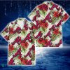 Atlanta Braves Red Hibiscus Green Tropical Leaf Cream Background 3D Hawaiian Shirt Gift For Fans