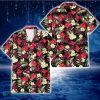 Atlanta Braves Red Hibiscus Yellow Porcelain Flower Black Background 3D Hawaiian Shirt Gift For Fans