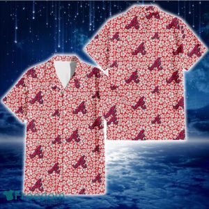 Atlanta Braves Tiny White Hibiscus Pattern Red Background 3D Hawaiian Shirt Gift For Fans