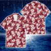 Atlanta Braves White Hibiscus Indian Red Background 3D Hawaiian Shirt Gift For Fans