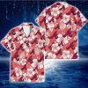 Atlanta Braves White Hibiscus Salmon Background 3D Hawaiian Shirt Gift For Fans