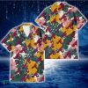 Atlanta Braves Yellow Hibiscus Green Banana Leaf Pink Porcelain Flower 3D Hawaiian Shirt Gift For Fans