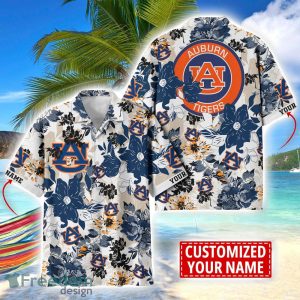 Auburn Tigers Aloha 3D Hawaiian Shirt Flower Sport Team Beach Shirt Custom Name