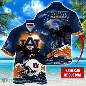 Auburn Tigers NCAA Hawaiian Shirt Coconut Tree Waves Beach Hawaii Shirt Custom Name For Fans