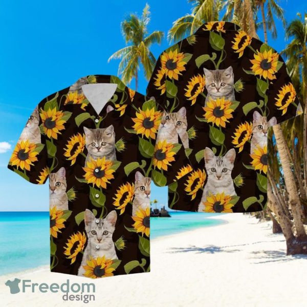 Baby Cat Sunflower Hawaiian Summer Beach Shirt Full Print