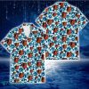 Baltimore Orioles Blue Line White Hibiscus Black Background 3D Hawaiian Shirt Gift For Fans