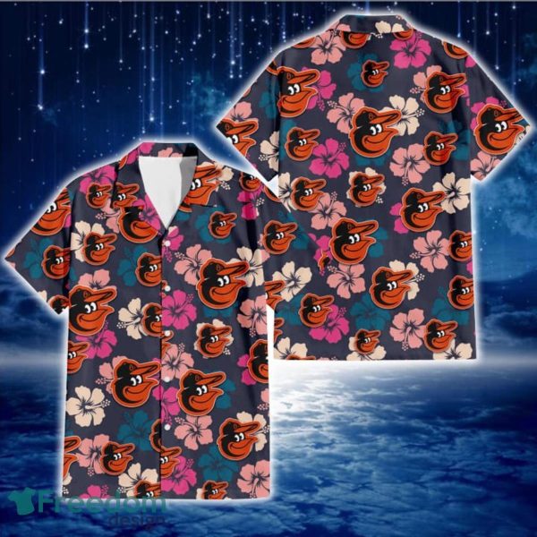 Baltimore Orioles Colorful Hibiscus Black Background 3D Hawaiian Shirt Gift For Fans