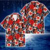 Baltimore Orioles Coral Red Hibiscus Blue Palm Leaf Black Background 3D Hawaiian Shirt Gift For Fans