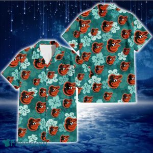 Baltimore Orioles Light Sea Green Hibiscus Green Background 3D Hawaiian Shirt Gift For Fans