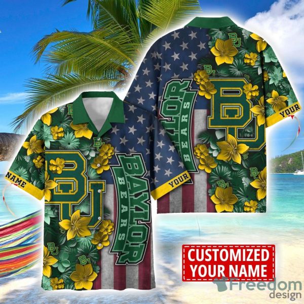 Baylor Bears Custom name USA Flag 4th July Independence Day Hawaiian Shirt