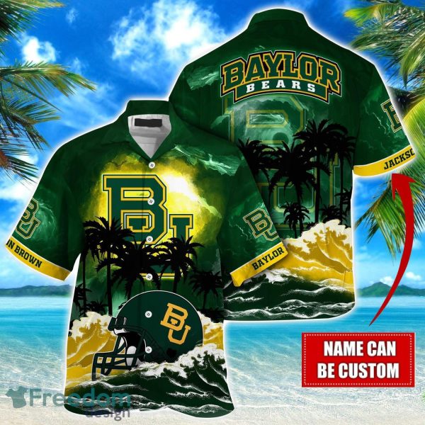 Baylor Bears NCAA Hawaiian Shirt Coconut Tree Waves Beach Hawaii Shirt Custom Name For Fans