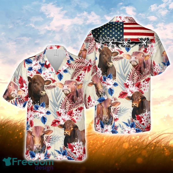 Beefmaster Pattern US FLAG Hawaiian Shirt For Men Women