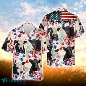 Belted Galloway Pattern US FLAG Hawaiian Shirt For Men Women