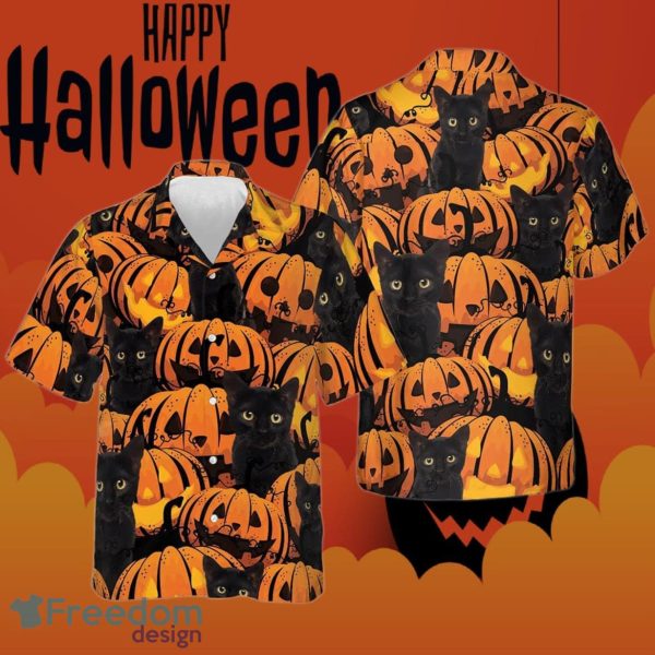 Black Cat And Pumpkin Halloween Hawaiian Shirt