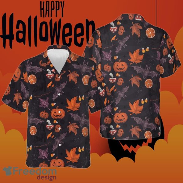 Black Cat Bat Pumpkin Halloween Hawaiian Shirt