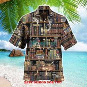 Book And Cat Vintage Gift Print Over 3D Hawaiian Shirt