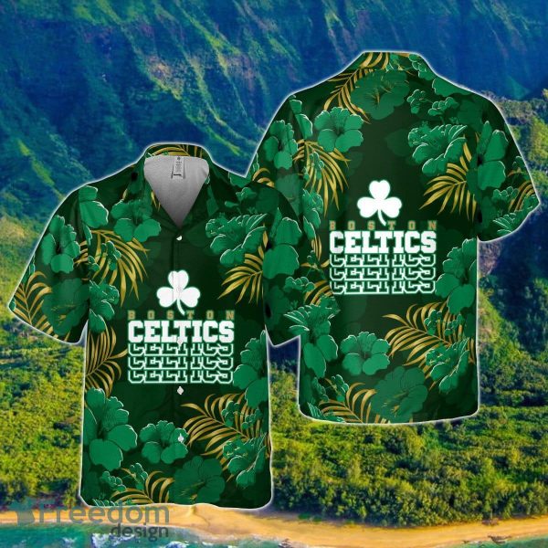 Boston Celtics Hibiscus And Tree Tropical Pattern Print Hawaiian Shirt