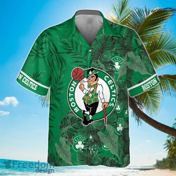 Boston Celtics Leaves Tropical Pattern Print Hawaiian Shirt