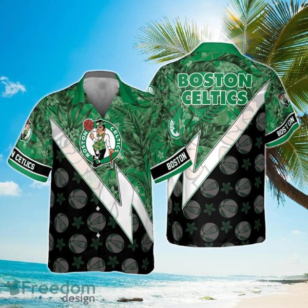 Boston Celtics Tropical And Basketball Pattern Print Hawaiian Shirt