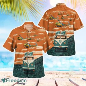 California Ventura County Office Bell EH-1H Helicopter Hawaiian Shirt Button Summer Shirt