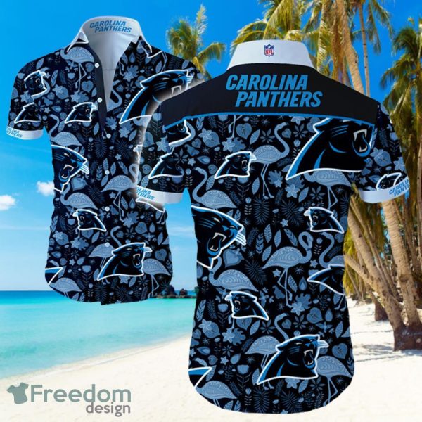 Carolina Panthers Logo Dark Shirt Hawaiian Summer Beach Shirt Full Print