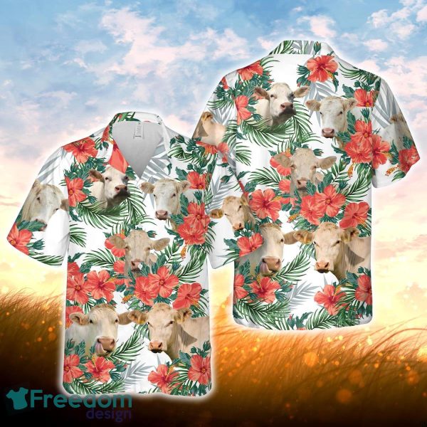 Charolais No Horn Hawaiian Flowers Hawaiian Shirt For Men Women