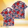 Chicago Cubs Coral Red Hibiscus Blue Palm Leaf Black Background 3D Hawaiian Shirt Gift For Fans