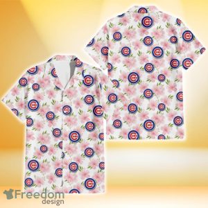 Chicago Cubs Light Pink Hibiscus White Background 3D Hawaiian Shirt Gift For Fans