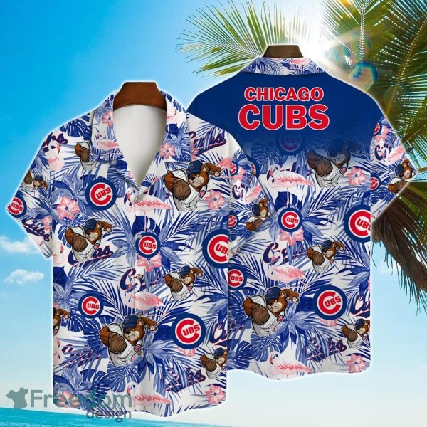 Chicago Cubs Major League Baseball Mascot And Hibiscus Pattern 3D Print Hawaiian Shirt