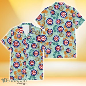 Chicago Cubs Orange Green Hibiscus Pale Green Background 3D Hawaiian Shirt Gift For Fans