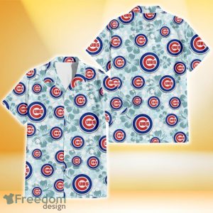 Chicago Cubs Pale Turquoise Hibiscus Light Cyan Background 3D Hawaiian Shirt Gift For Fans