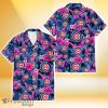 Chicago Cubs Violet Red Hibiscus Blue Leaf Black Background 3D Hawaiian Shirt Gift For Fans