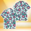 Chicago Cubs White Hibiscus Turquoise Stripe Background 3D Hawaiian Shirt Gift For Fans