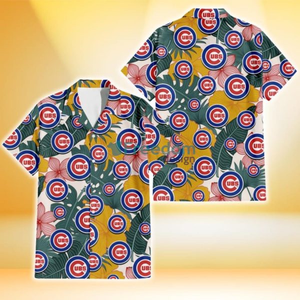 Chicago Cubs Yellow Hibiscus Green Banana Leaf Pink Porcelain Flower 3D Hawaiian Shirt Gift For Fans