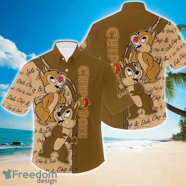 Chipmunks Chip & Dale Brown Stripes Disney Hawaiian Shirt