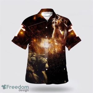 Christian Jesus Lion And Cross 3D Printing Summer Beach Shirt Hawaiian Shirts