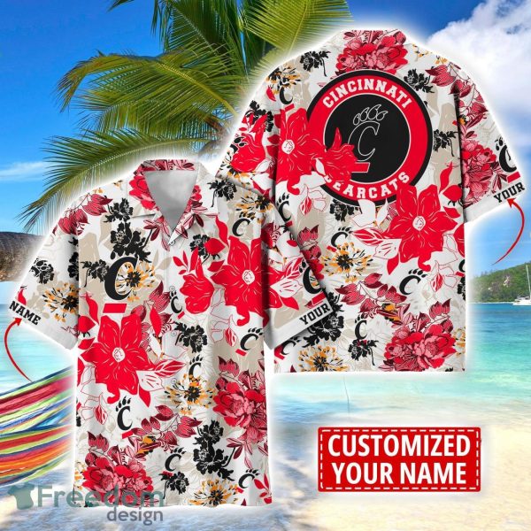 Cincinnati Bearcats Aloha 3D Hawaiian Shirt Flower Sport Team Beach Shirt Custom Name