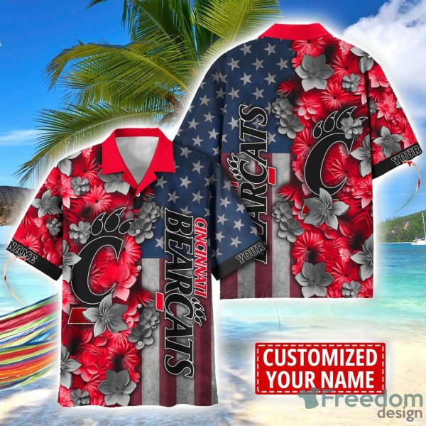 Cincinnati Bearcats Custom name USA Flag 4th July Independence Day Hawaiian Shirt