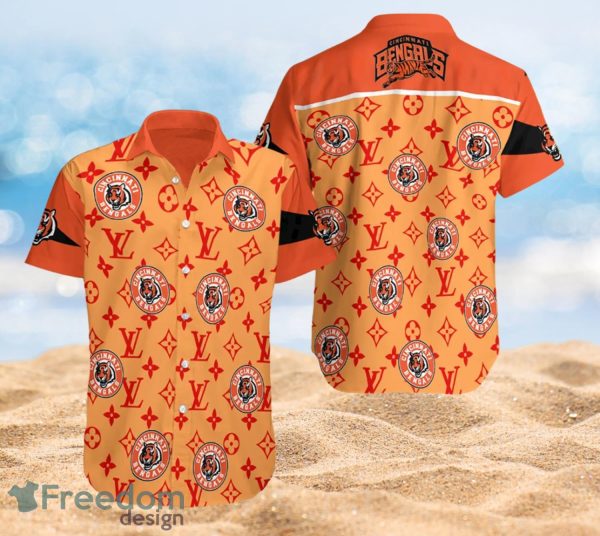 Cincinnati Bengals And LV Pattern Summer Hawaiian Beach Shirt Full Over Print