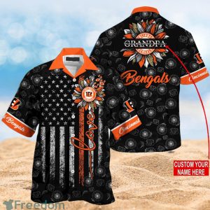 Cincinnati Bengals NFL Custom Name Sunflowers Love And American Flag Hawaiian Shirt Full Over Print