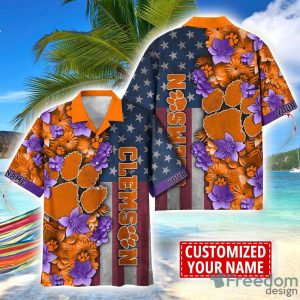 Clemson Tigers Custom name USA Flag 4th July Independence Day Hawaiian Shirt