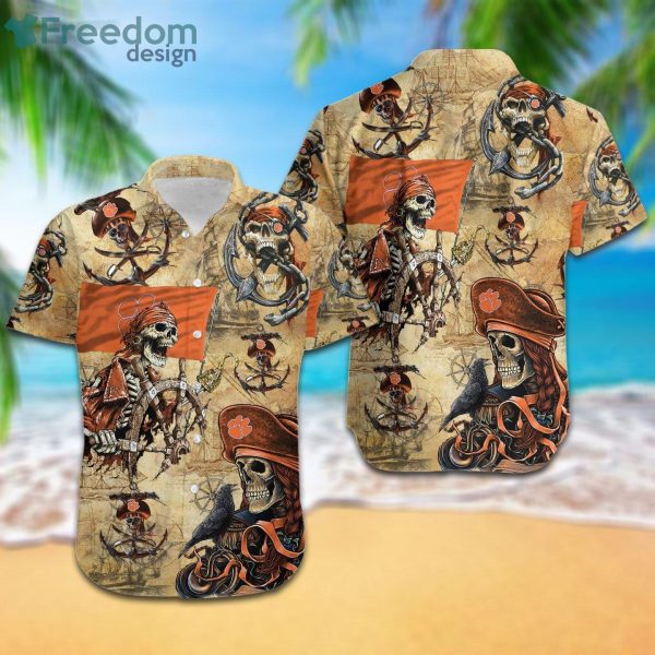 Clemson Tigers Pirates Fans Pirates Skull Hawaiian Shirt