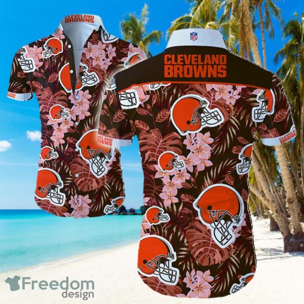 Cleveland Browns Logo Flower Hawaiian Summer Beach Shirt Full Print