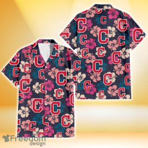 Cleveland Indians Colorful Hibiscus Black Background 3D Hawaiian Shirt Gift For Fans