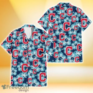 Cleveland Indians Dark Turquoise Hibiscus Navy Background 3D Hawaiian Shirt Gift For Fans